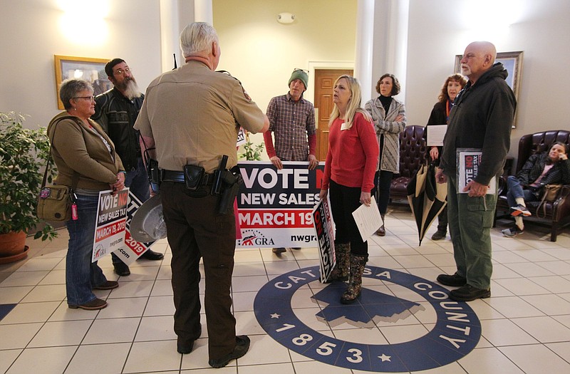 Protestors speak out against new sales tax at Catoosa County Commission