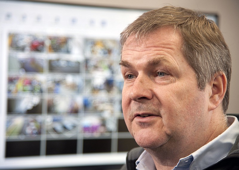 In this photo taken on Monday, Feb. 18, 2019, Gregory McDonald, CEO of GoodFish, an injection molding business that supplies the auto industry, speaks to the Associated Press in Cannock, England. Worryingly for McDonald, some 30 percent of the molded plastic parts his company makes ultimately go to carmakers who say they will face a catastrophe if Britain leaves the European Union without an agreement on future trade. So Goodfish, a nine-year-old company with three plants in England, is preparing to expand in Slovakia, an EU country where Volkswagen, Kia, Peugeot-Citroen and Jaguar Land Rover produce more than 1 million vehicles a year. (AP Photo/Rui Vieira)