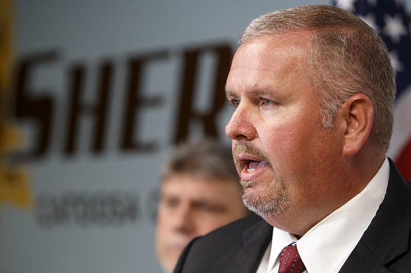 Catoosa County Sheriff Gary Sisk speaks during a press conference about concerns over Georgia House Bill 324 at the Catoosa County Sheriff's Office on Monday, March 4, 2019 in Ringgold, Ga.