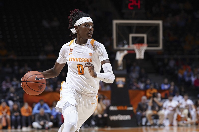 Tennessee's Rennia Davis drives toward the basket during the Lady Vols' home win against Auburn on Feb. 14.