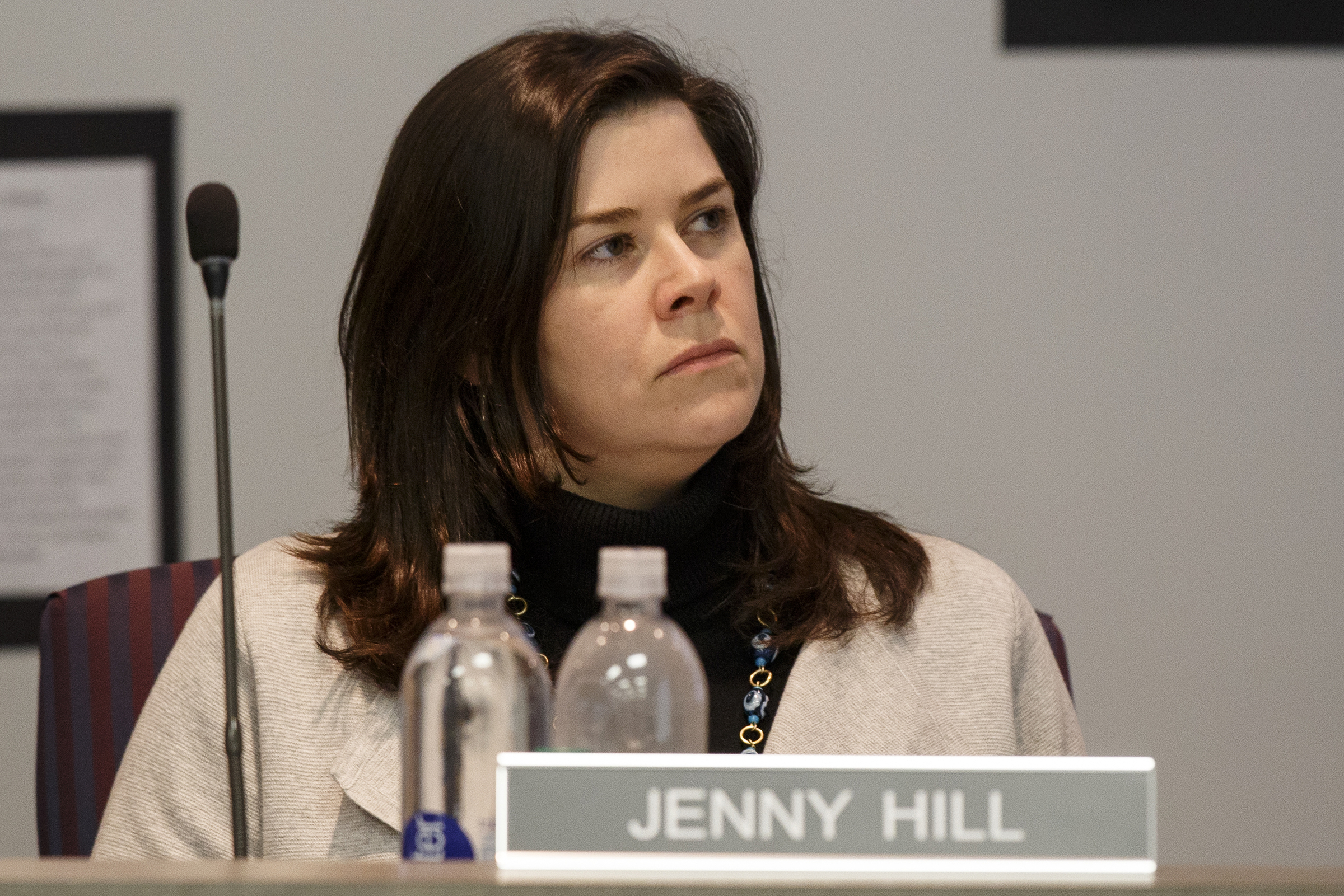Hamilton County District 6 School Board member Jenny Hill is seen during a Hamilton County Schools budget work session on Thursday, March 14, 2019 in Chattanooga, Tenn.