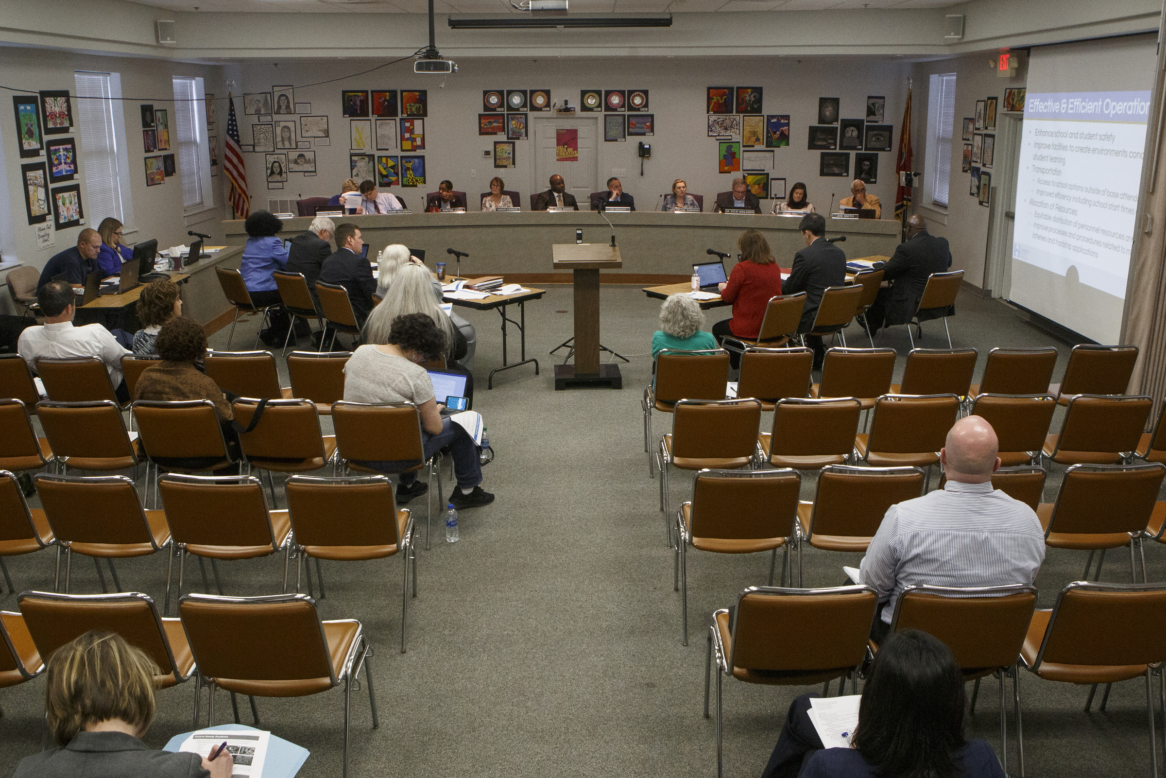 The Hamilton County School Board meets during a Hamilton County Schools budget work session on Thursday, March 14, 2019 in Chattanooga, Tenn.
