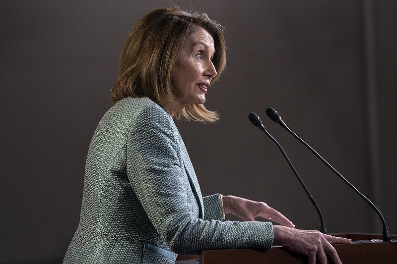 Speaker of the House Nancy Pelosi, D-California, meets with reporters just after the House approved a resolution calling for any final report in special counsel Robert Mueller's Russia investigation to be made public. (AP Photo/J. Scott Applewhite)