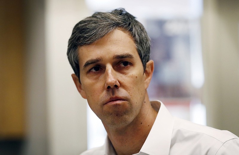 Former Texas congressman and Democratic presidential candidate Beto O'Rourke during a stop at the Michigan Regional Council of Carpenters, Monday, March 18, 2019 in Ferndale, Mich. (AP Photo/Carlos Osorio)