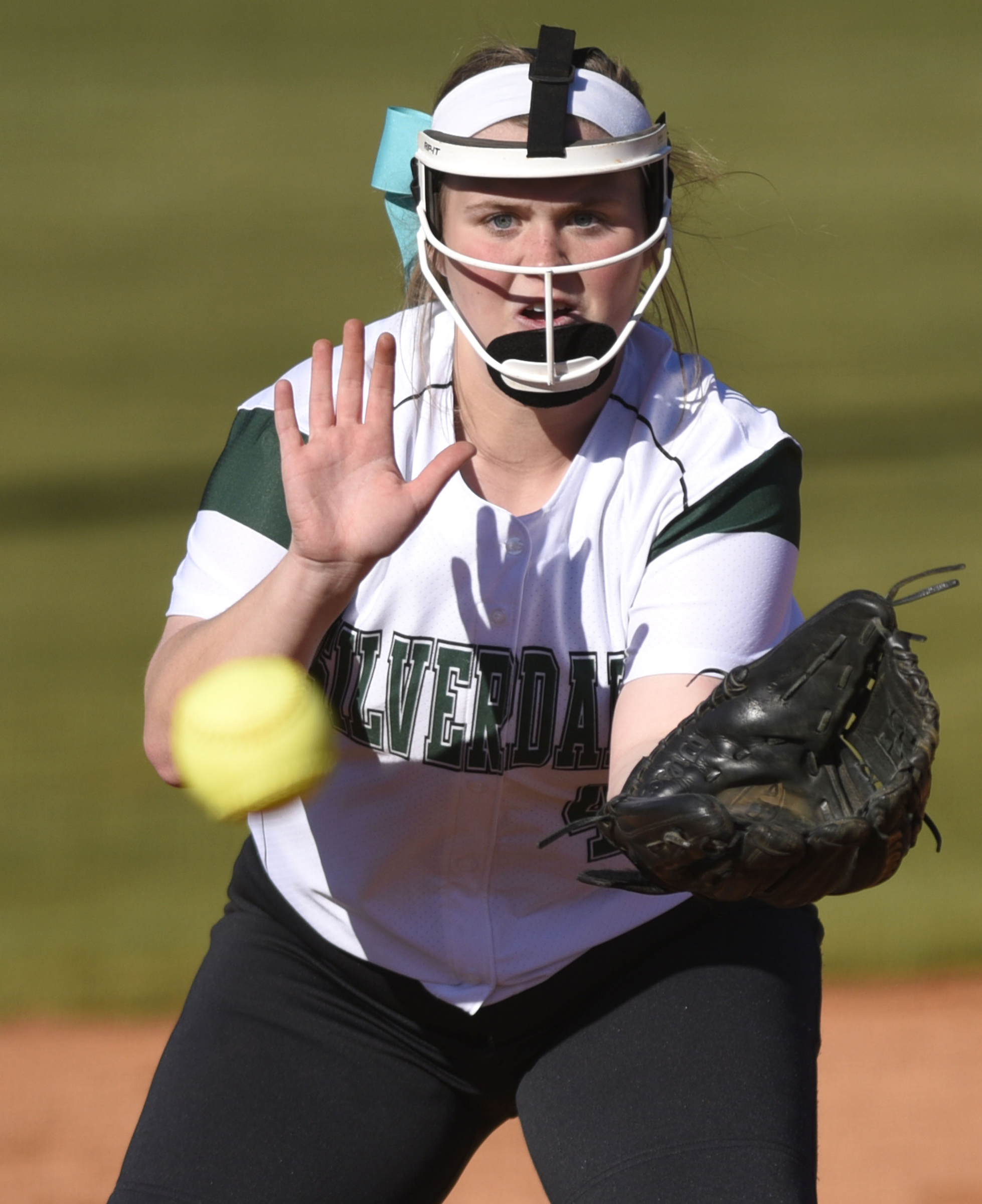 Silverdale third baseman McCade Cooper (44) concentrates on a line drive. The Silverdale Baptist Academy Lady Seahawks hosted the Girls Preparatory School Bruisers in TSSAA softball action on March 19, 2019.