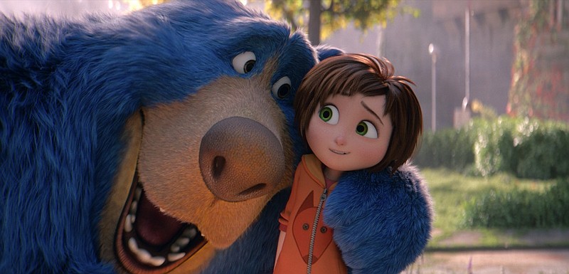 This image released by Paramount Animation shows June, voiced by Sofia Mali, right, and Boomer, voiced by Ken Hudson Campbell, in a scene from the animated film "Wonder Park." (Paramount Animation via AP)