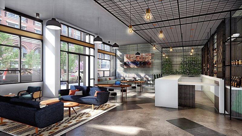 Renderings of the new Kinley hotel in the Southside by Chattanooga-based Vision Hospitality Group. The new hotel is part of the hotel group's new "Humanist" division and is set to open by summer 2020. / Contributed photo from Vision Hospitality Group