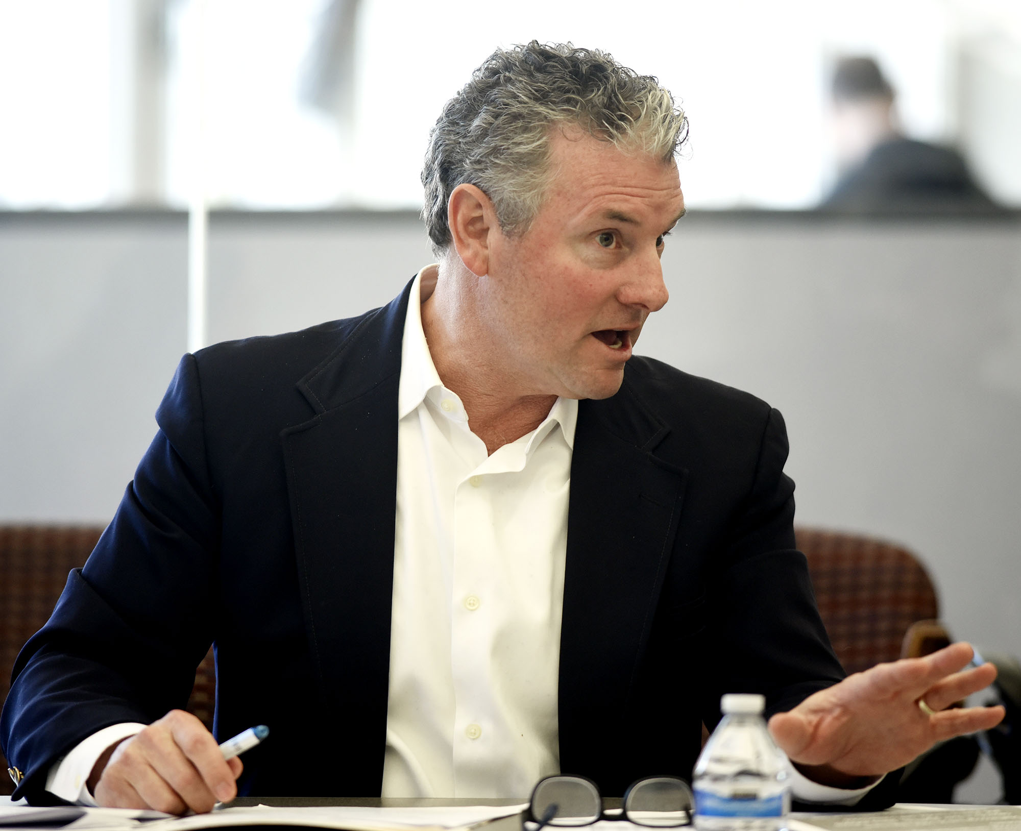 Brent Smith details some of the findings of the committee's reasearch. Members of the Hamilton County - Sewage System Mayor's Search Committee Recommendation committee spoke to the Times Free Press at the newspaper's office on March 25, 2019.