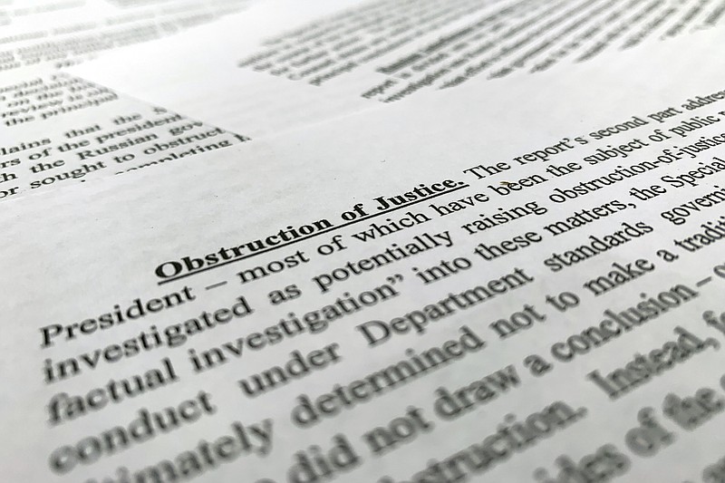 The letter from Attorney General William Barr to Congress on the conclusions reached by special counsel Robert Mueller in the Russia probe. (AP Photo/Jon Elswick)