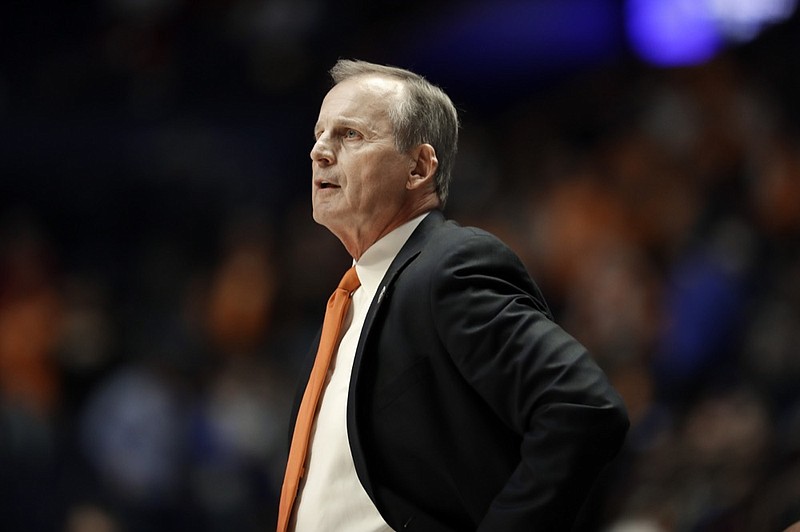 Tennessee head coach Rick Barnes watches the action in the second half of an NCAA college basketball game Mississippi State at the Southeastern Conference tournament Friday, March 15, 2019, in Nashville, Tenn. Tennessee won 83-76. (AP Photo/Mark Humphrey)

