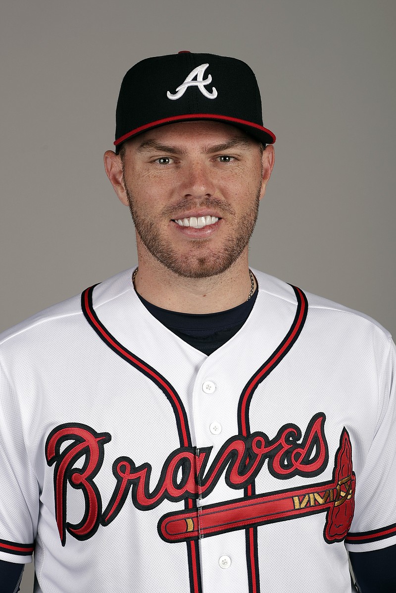 This is a 2019 photo of Freddie Freeman of the Atlanta Braves baseball team. This image reflects the 2019 active roster as of Friday Feb. 22, 2019, when this image was taken. (AP Photo/John Raoux)