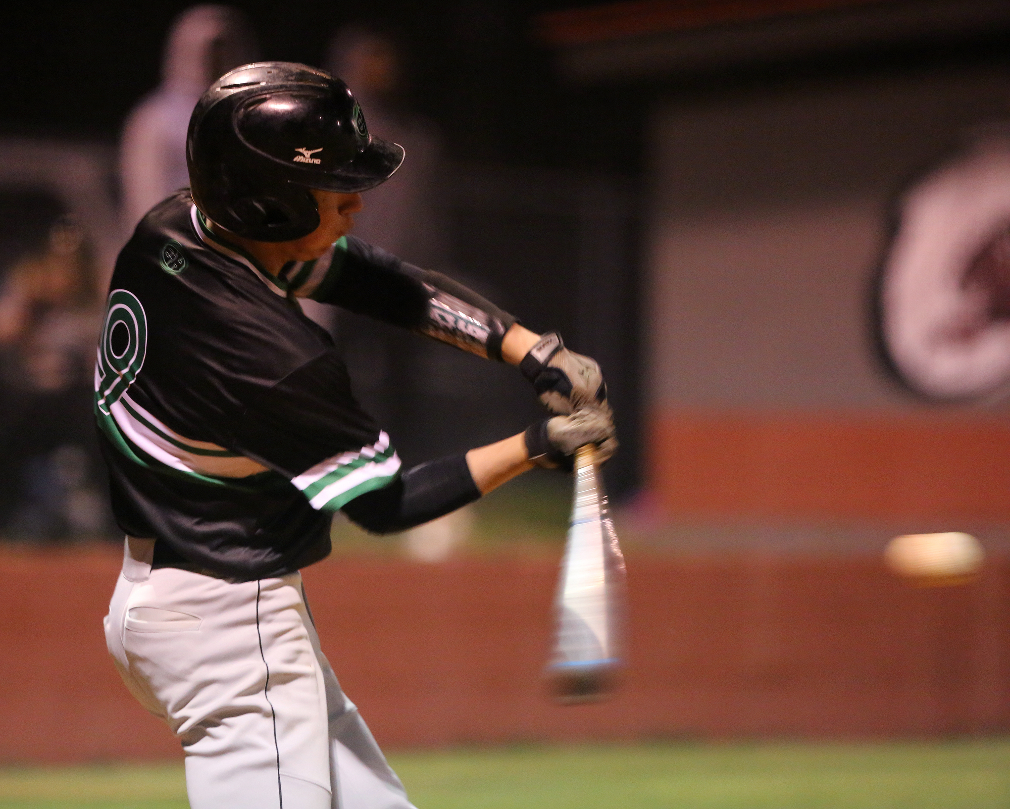 East Hamilton's Walker O'Rear (9) fouls off a pitch Tuesday, March 26, 2019 during the East Hamilton vs. Ooltewah baseball game at Ooltewah High School in Ooltewah, Tennessee.
