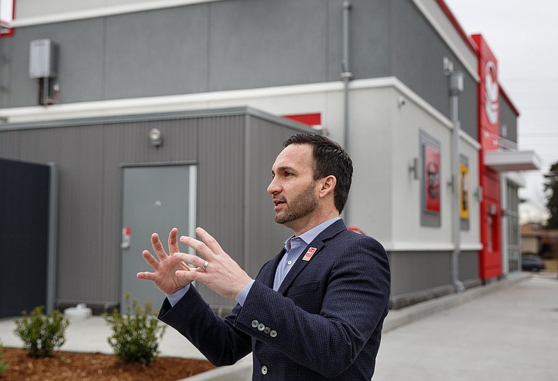 Krystal President and CEO Paul Macaluso gives a tour of a new prototype Krystal restaurant design on Shallowford Road on Thursday, Dec. 13, 2018, in Chattanooga, Tenn. This is the first Krystal prototype in the Chattanooga area.