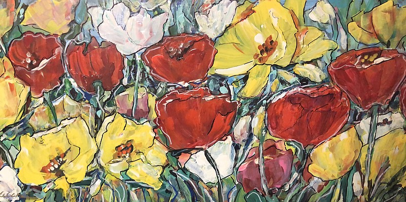 "Tulips" by Helen Brooks is part of "Showers Bring Flowers" at In-Town Gallery.