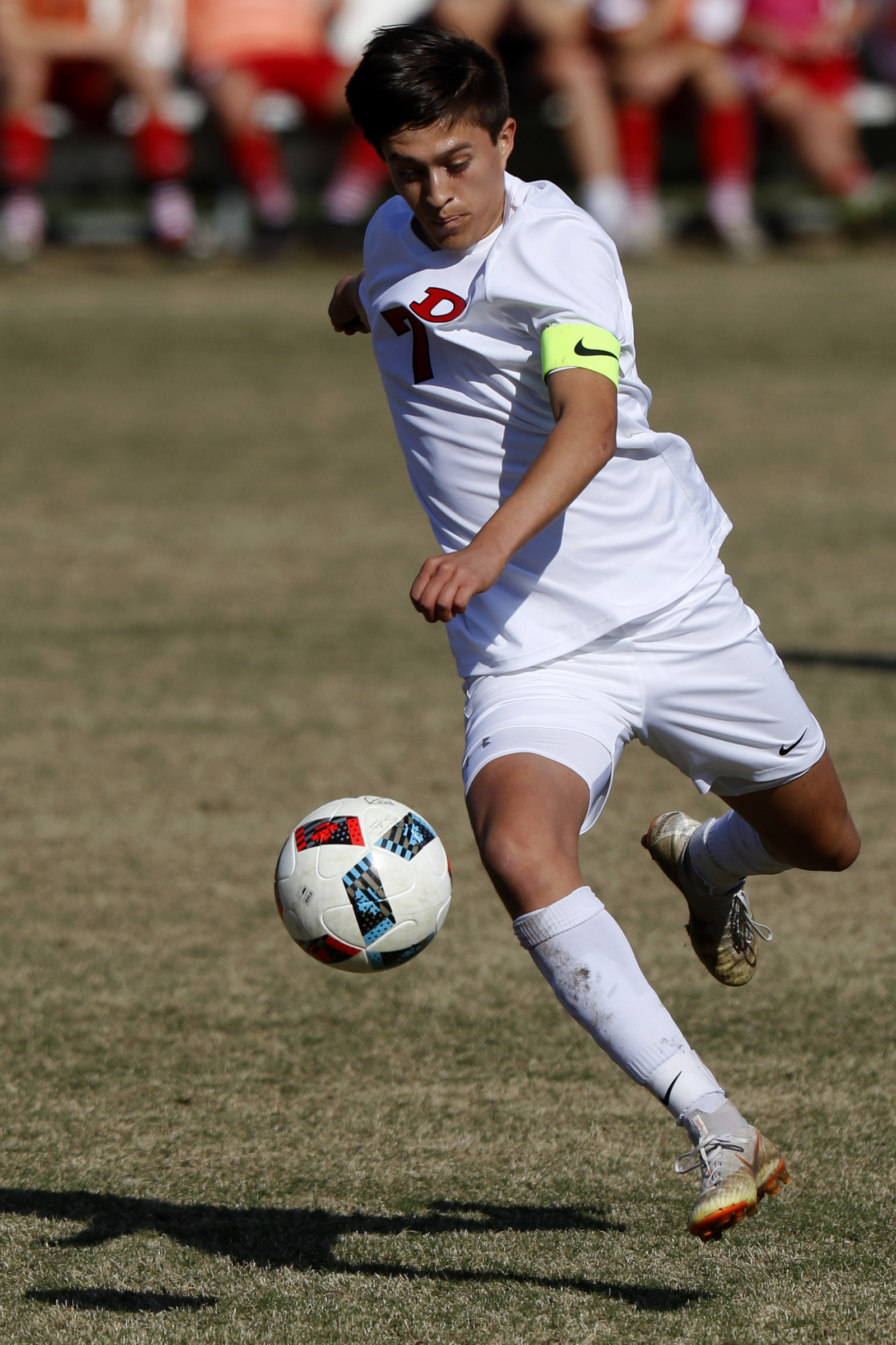 Dalton's Omar Hernandez (7) plays the ball against Baylor at Baylor School on Tuesday, April 2, 2019 in Chattanooga, Tenn.