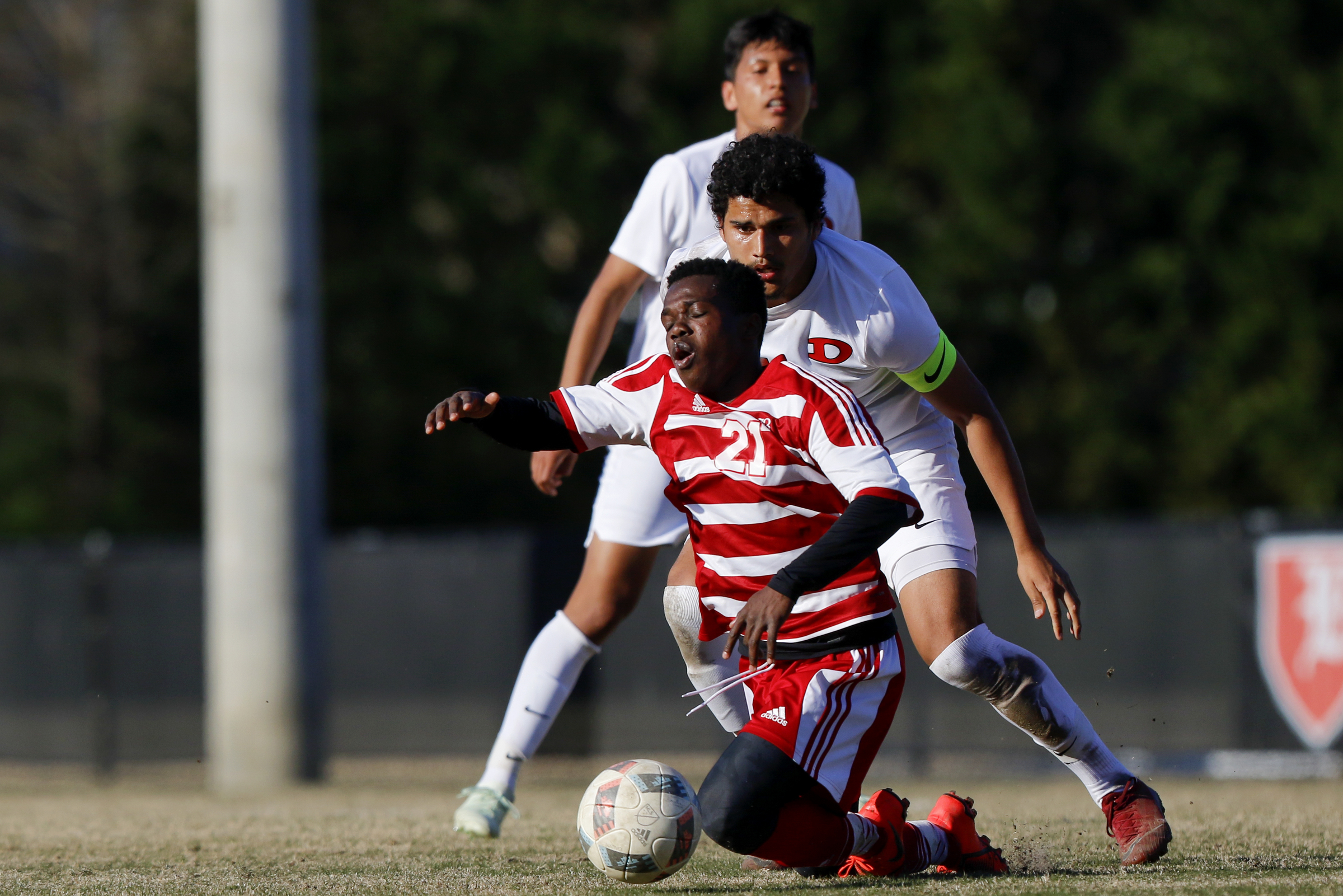 Baylor's David Danquah (21) flops against Dalton at Baylor School on Tuesday, April 2, 2019 in Chattanooga, Tenn.