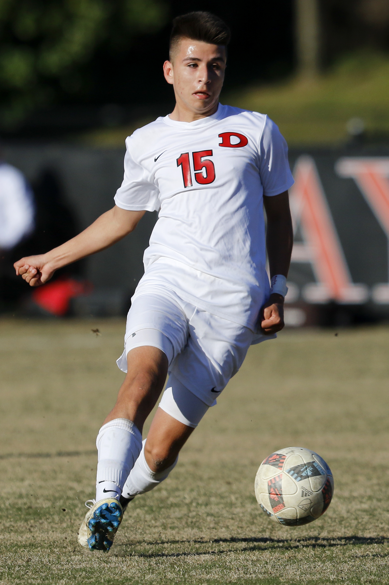 Dalton's Nathan Rincon (15) passes the ball forward to set up a goal against Baylor at Baylor School on Tuesday, April 2, 2019 in Chattanooga, Tenn.