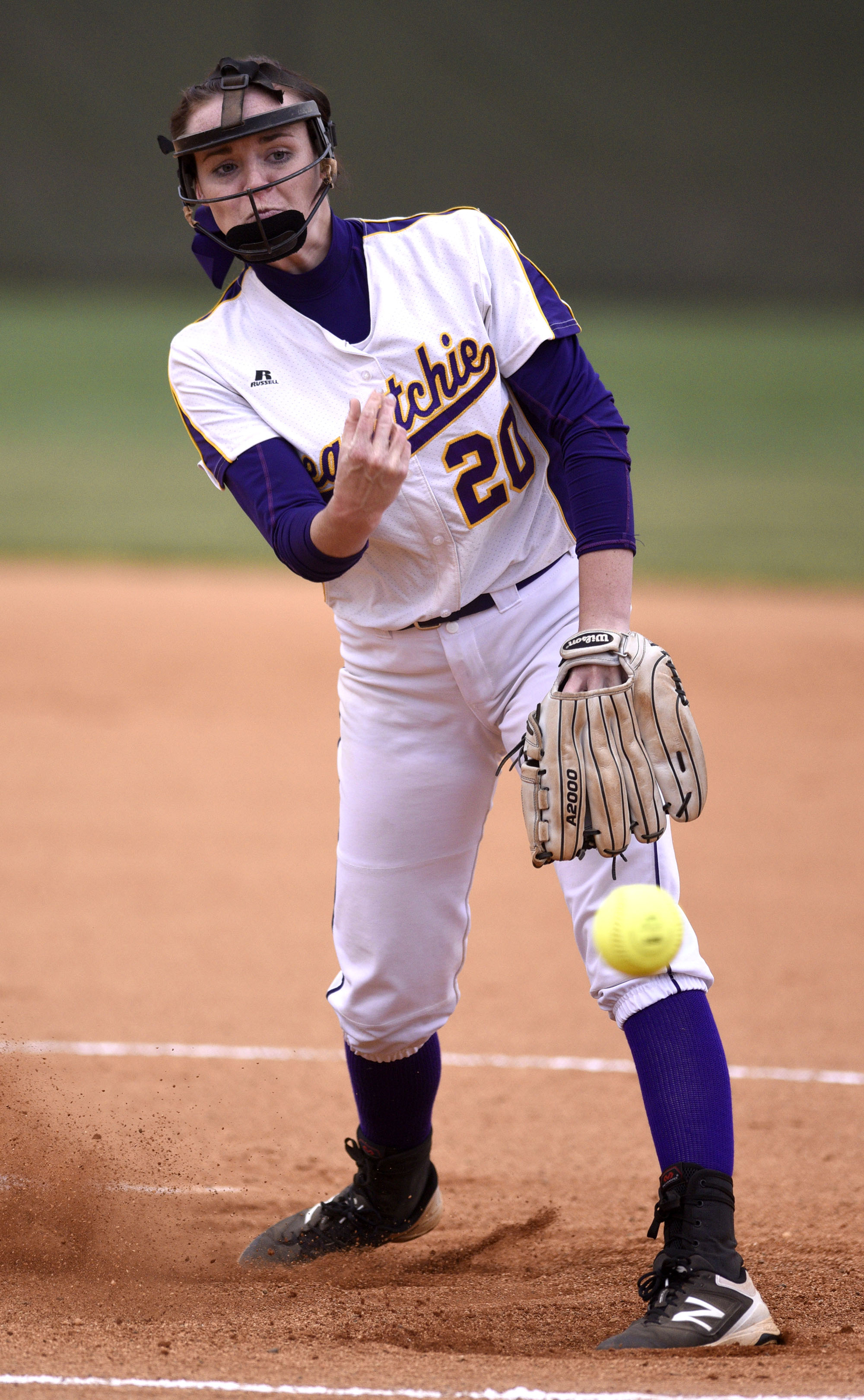 Sequatchie pitcher MacKenzie Turner (20) delivers to the plate. The Marion County High Lady Warriors visited the Sequatchie County Lady Indians in TSSAA softball action on April 4, 2019.