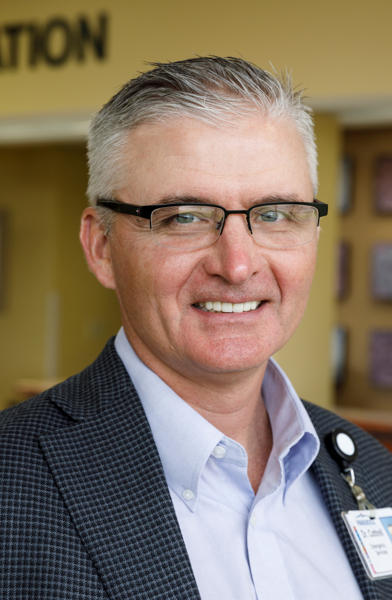 Emergency Department Medical Director Dr. Ben Cottrell poses for a portrait at Parkridge East on Thursday, April 4, 2019, in Chattanooga, Tenn. The room includes special features like sound-proofing, calming lighting and a weighted blanket to accommodate patients with autism and sensory sensitivity.