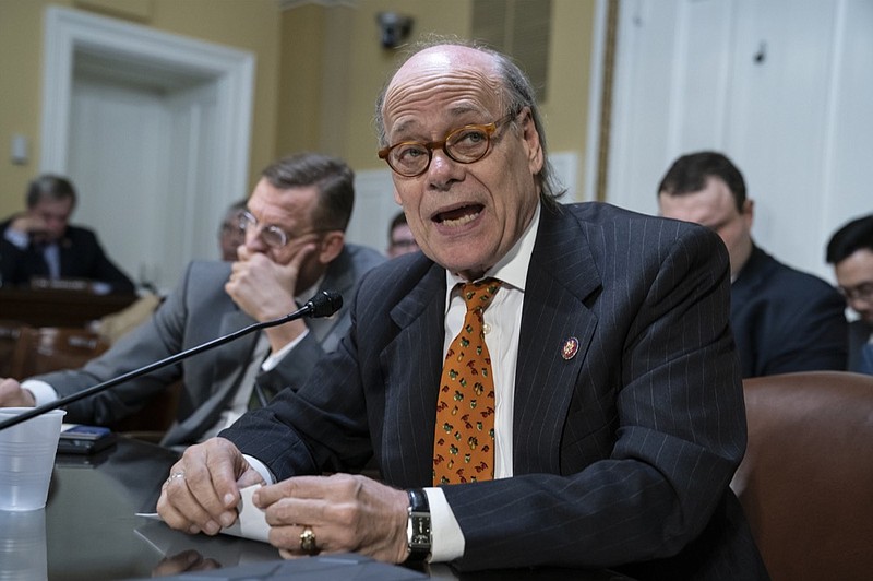 File-This March 11, 2019, file photo shows Rep. Steve Cohen, D-Tenn., representing House Judiciary Committee Chairman Jerrold Nadler of N.Y., joined at left by Rep. Doug Collins, R-Ga., the top Republican on the House Judiciary Committee, going before the House Rules Committee. Cohen is asking for a federal investigation of a fire that destroyed the main office at a Tennessee center that played a prominent role in the civil rights movement. Leaders of the Highlander Research and Education Center have said they found a "white power" symbol spray-painted near the scene of the March 29 fire. The building was one of 10 on Highlander's rural campus in New Market. Local investigators have not said whether arson is suspected. (AP Photo/J. Scott Applewhite, File)

