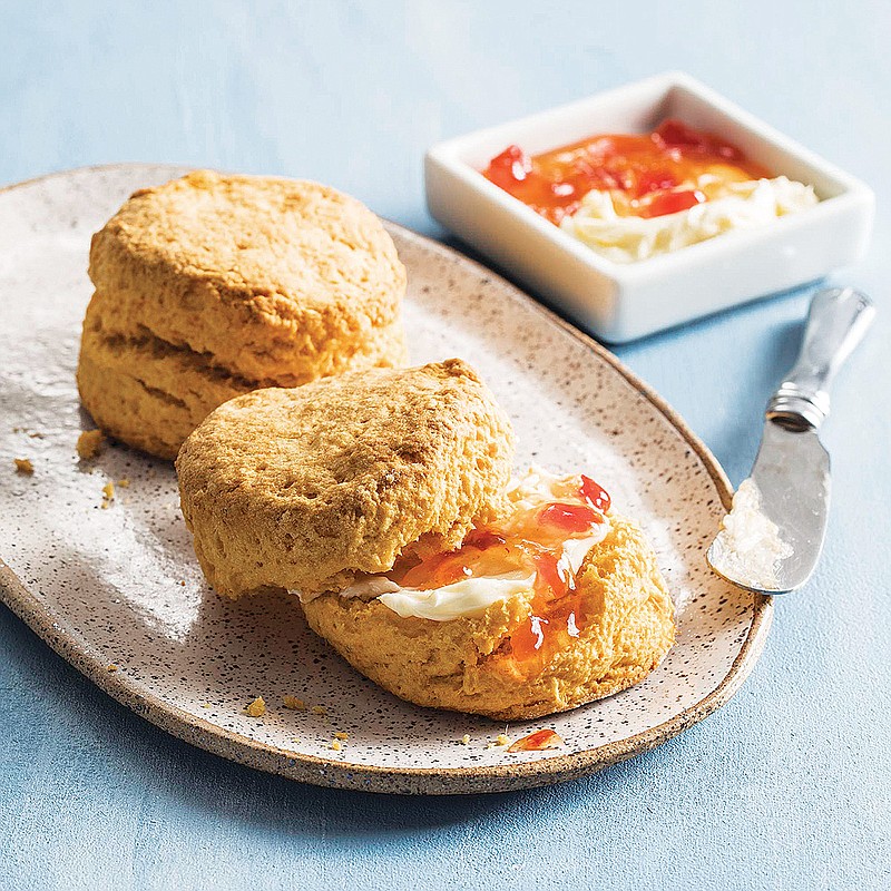 This undated photo provided by America's Test Kitchen in March 2019 shows Sweet Potato Biscuits in Brookline, Mass. This recipe appears in the cookbook "Vegetables Illustrated." (Steve Klise/America's Test Kitchen via AP)