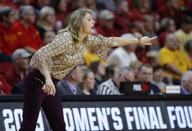 Kellie Harper coaches the Missouri State women's basketball team against Iowa State during an NCAA tournament second-round game on March 25 in Ames, Iowa. Harper is now the head coach at Tennessee, her alma mater.