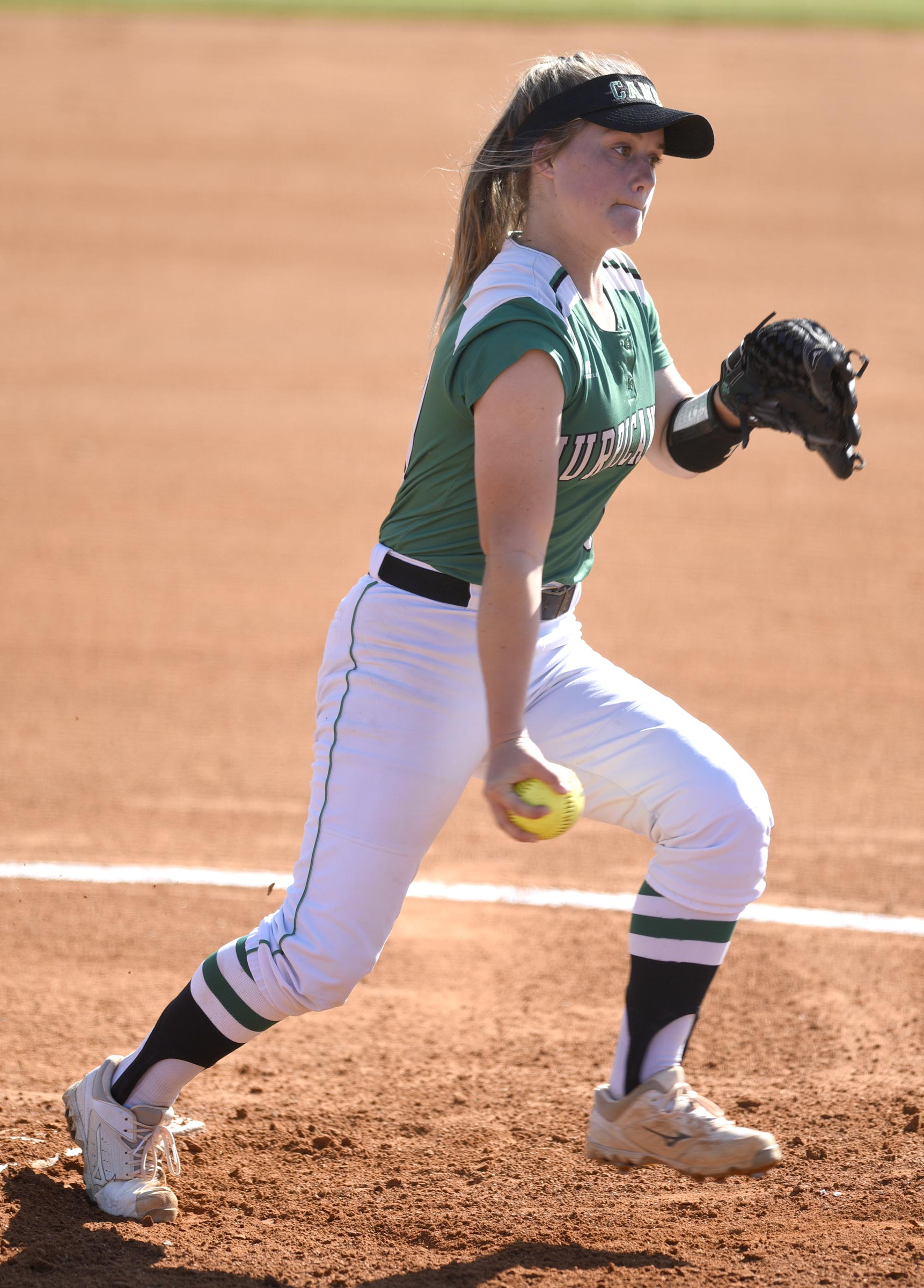 East Hamilton pitcher Syerra Rogers (00) starts her windup. The Walker Valley Lady Mustangs visited the East Hamilton Lady Hurricanes in TSSAA softball action on April 10, 2019.
