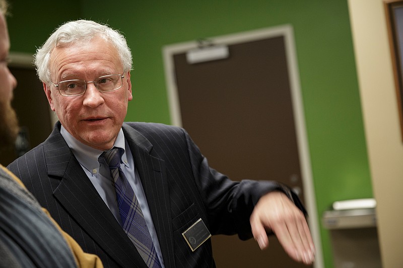 Lookout Mountain Judicial Circuit Superior Court Judge incumbent candidate Ralph Van Pelt Jr. talks before a debate at Dade County Public Library on Thursday, April 19, 2018, in Trenton, Ga. Multiple candidates across several races were in attendance for the forum, which precedes the May 22 primary election.