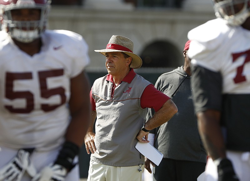 Alabama football coach Nick Saban is preparing for his 13th A-Day spring game in Tuscaloosa, which will take place Saturday afternoon and be televised on ESPN2.