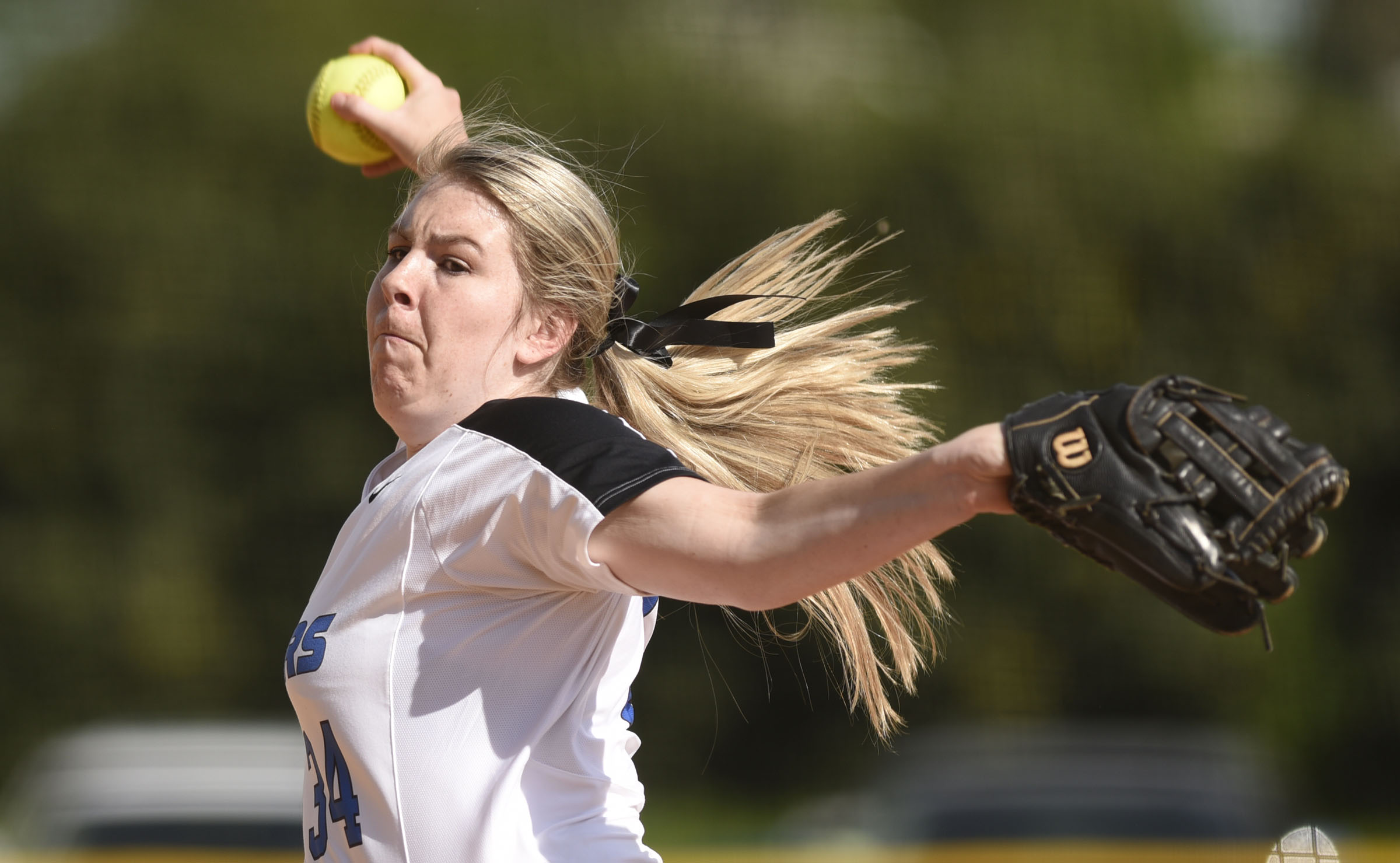 Hannah Sanders (34) pitched a shutout for the Bruisers. The Baylor Lady Raiders visited the Girls Preparatory School Bruisers in TSSAA softball action. The Bruisers won 5 to 0.