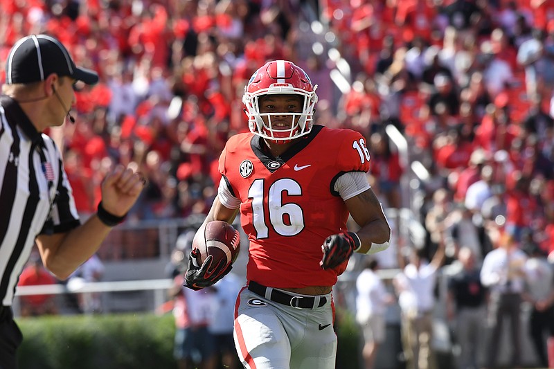 Georgia receiver Demetris Robertson had a 72-yard touchdown run in last year's season-opening win over Austin Peay but went all season without a catch.