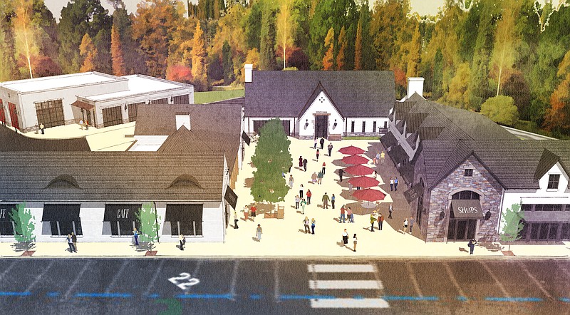 An architectual rendering of the proposed Lookout Mountain, Georgia, city hall and retail space, to be located at 1214 Lula Lake Road. The project would cost $3 million and replace the current city hall, police department and fire station. / Contributed by Lookout Mountain Mayor David Bennett