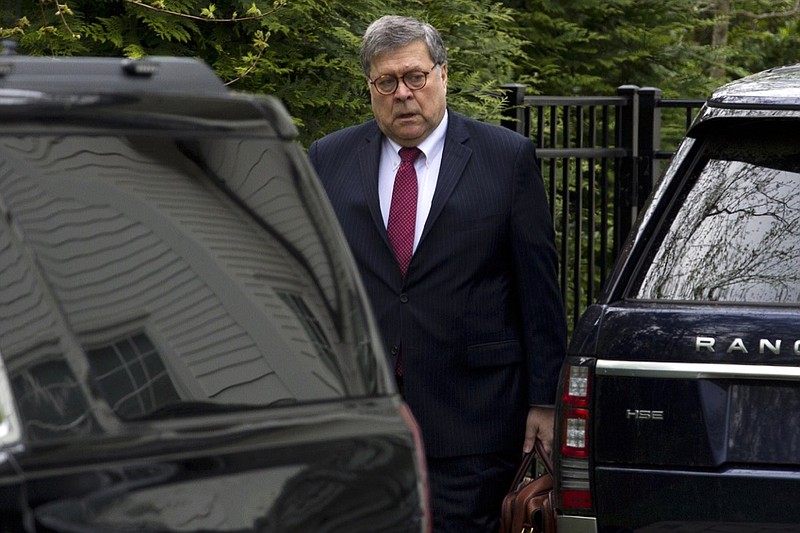 Attorney General William Barr leaves his home in McLean, Va., on Monday, April 15, 2019. Barr told Congress last week he expects to release his redacted version of special counsel Robert Mueller's Trump-Russia investigation report "within a week." (AP Photo/Jose Luis Magana)
