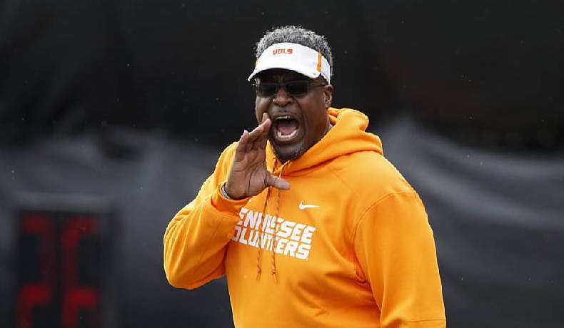 KNOXVILLE, TN - MARCH 20, 2018 - Defensive Line coach Tracy Rocker during Spring practice on Haslam Field in Knoxville, TN. Photo By Kyle Zedaker/Tennessee Athletics	