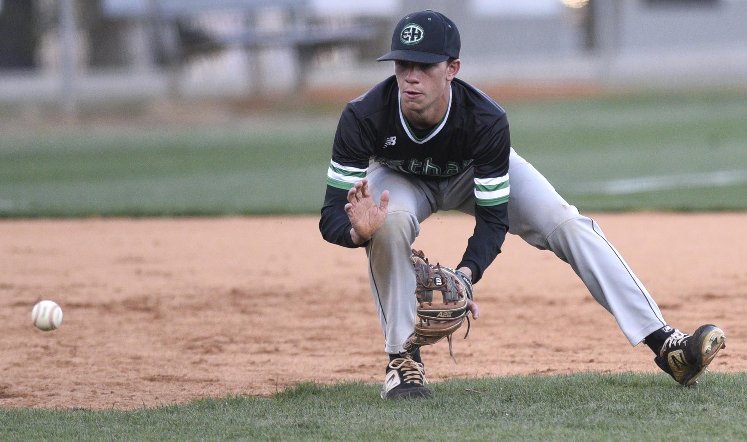 East Hamilton third baseman Austin Wolcott (6) fields a ground ball. The East Hamilton Hurricanes visited the Bradley Central Bears in TSSAA baseball action on April 16, 2019.
