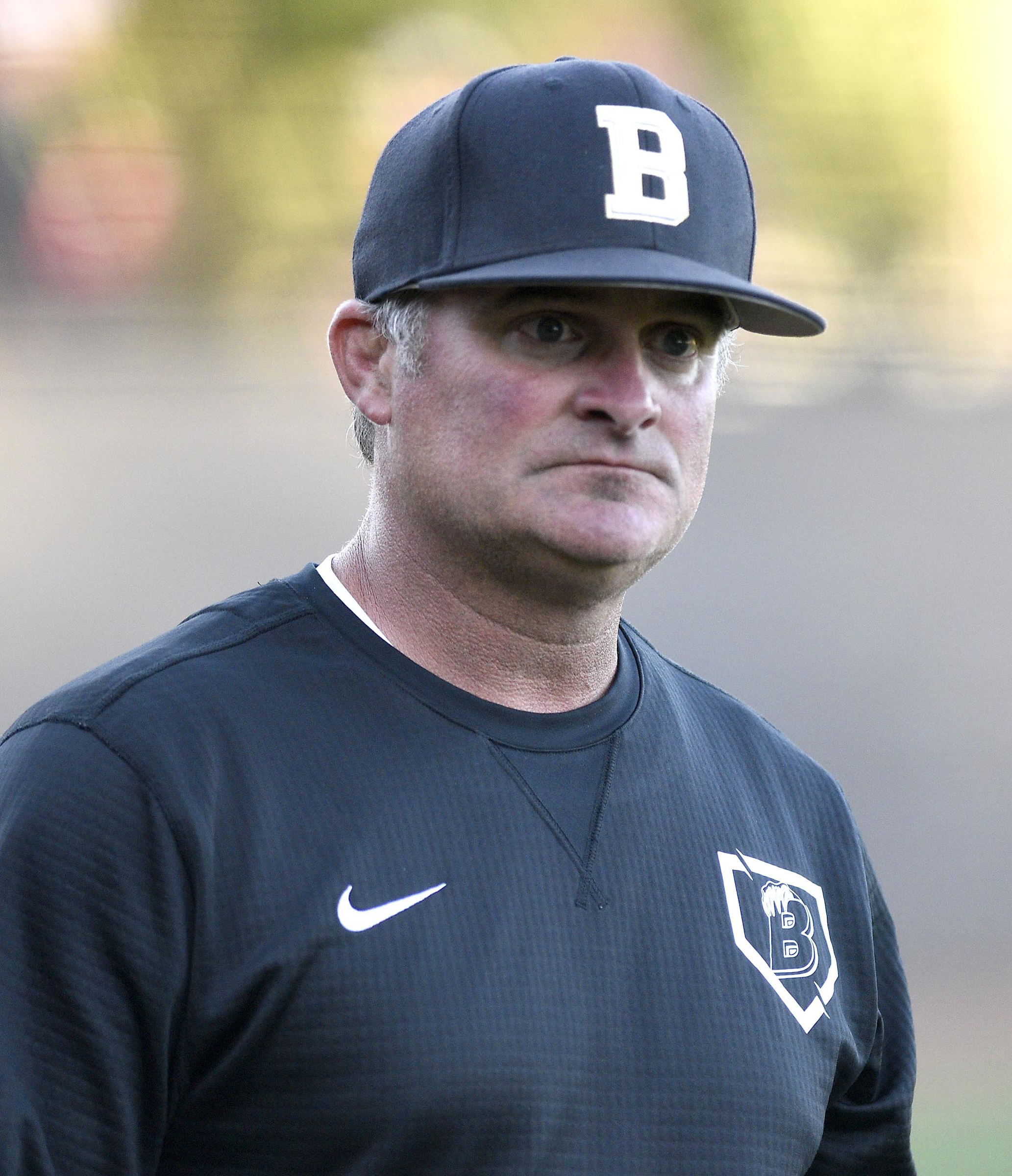 Bradley head coach Travis Adams walks back to the dugout. The East Hamilton Hurricanes visited the Bradley Central Bears in TSSAA baseball action on April 16, 2019.