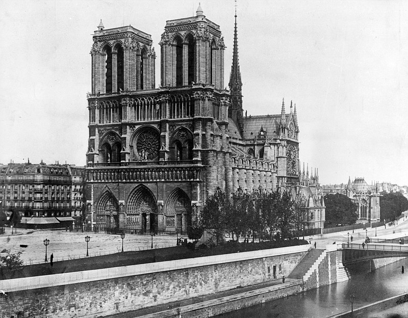FILE - This 1911, file photo shows the Notre Dame Cathedral, on the island called Ile de la Cite in Paris. Art experts around the world reacted with horror to news of the fire that ravaged cathedral on Monday, April 15, 2019. One shell-shocked art expert is calling the beloved Gothic masterpiece 'one of the great monuments to the best of civilization.' (AP Photo/File)

