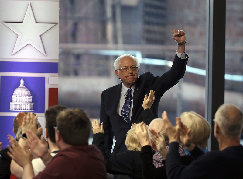 U.S. Sen. Bernie Sanders is greeted by audience members before a Fox News town-hall style event on Monday in Bethlehem, Pennsylvania. (AP Photo/Matt Rourke)