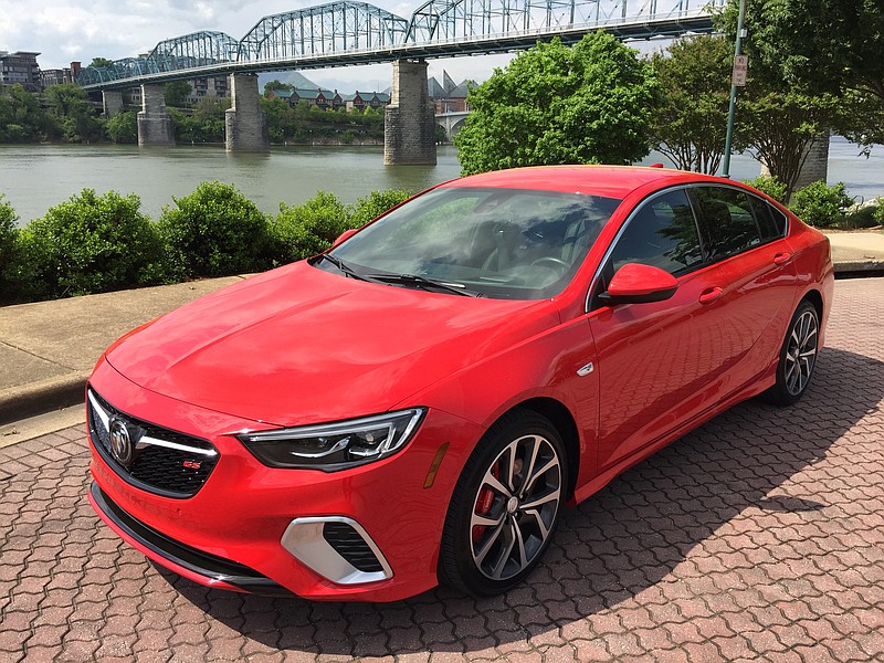 The 2019 Buick Regal Sportback GS is shown in Sport Red. 