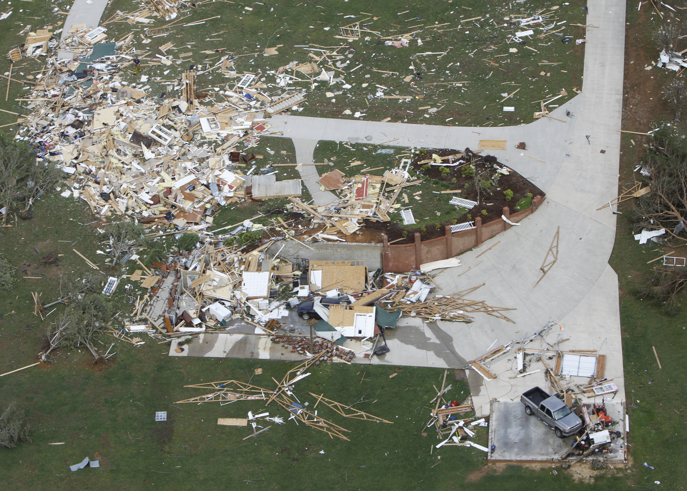 Staff photo by Dan Henry/Chattanooga Times Free Press - April 28, 2011. The remains of demolished Ringgold, Ga., residences are scattered along Cherokee Valley Rd., after overnight storms produced what is thought to be numerous tornadoes which touched down throughout the North Georgia and Chattanooga area Wednesday evening.