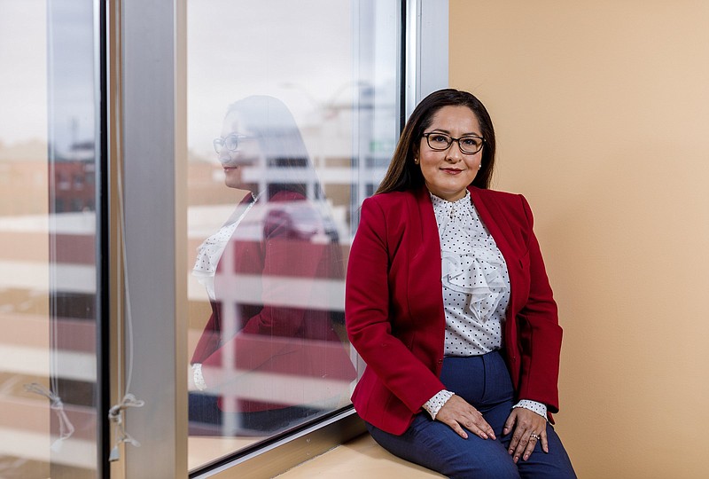 Attorney Jessica Oliva-Calderin poses for a portrait at the offices of Calderin & Oliva P.A. on Thursday, March 14, 2019, in Chattanooga, Tenn. Oliva-Calderin is an immigration attorney and president of the International Business Council of the Chattanooga Area Chamber of Commerce.
