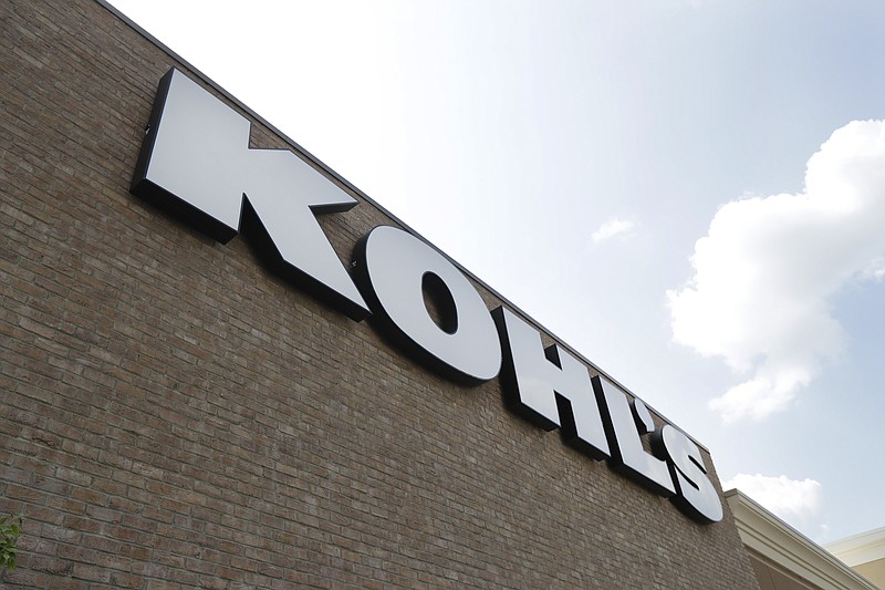FILE - In this Aug. 28, 2018, fie photo, a Kohl's sign is shown in front of a Kohl's store in Concord, N.C. Kohl's wants you to skip the post office and bring your Amazon returns to its stores. The department store chain says it will accept Amazon returns at all its 1,150 stores starting in July. (AP Photo/Chuck Burton, File)