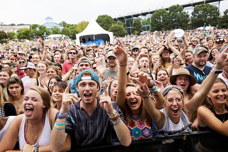 Fans cheer for artists Penny and Sparrow at the 2018 Moon River Music Festival in Cooolidge Park.