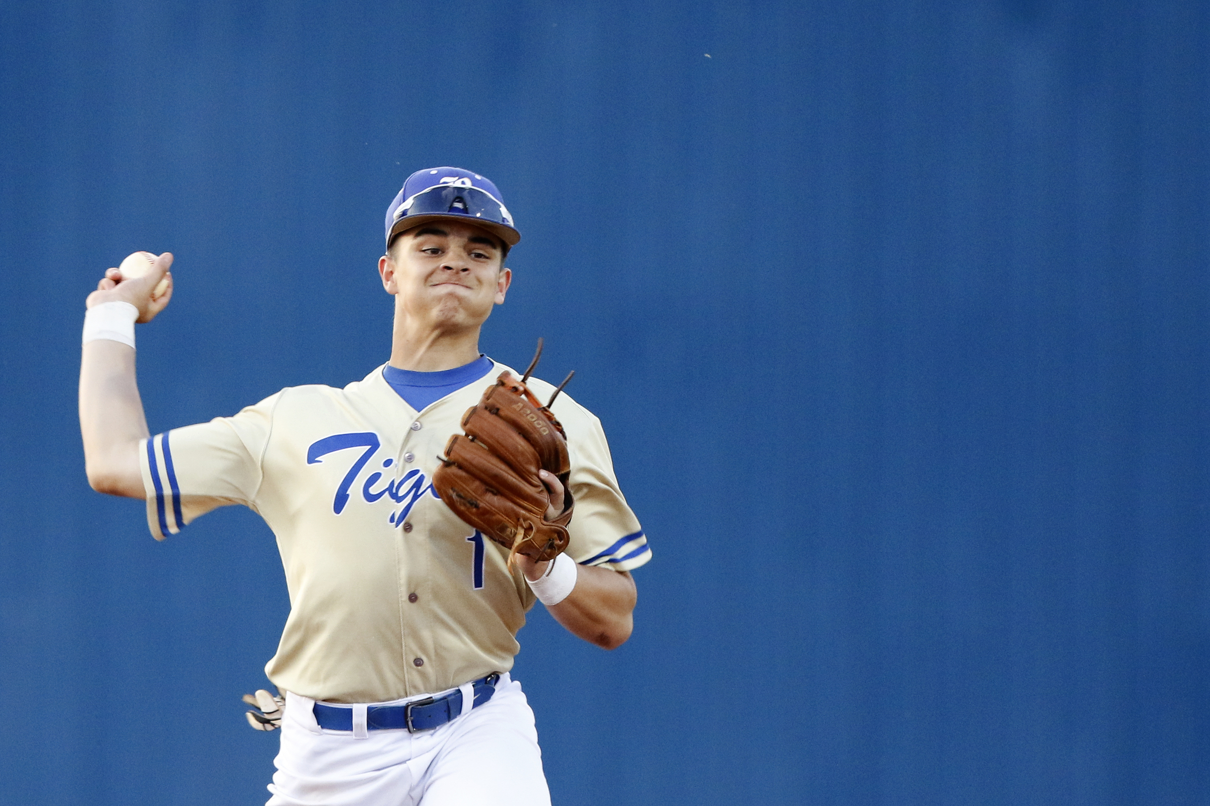 Ringgold's Colin Mountjoy throws to first base for an out during the second game of a double header in the first round of the GHSA playoffs against Cherokee Bluff at Bill Womack Field at Ringgold High School on Wednesday, April 24, 2019 in Ringgold, Ga.