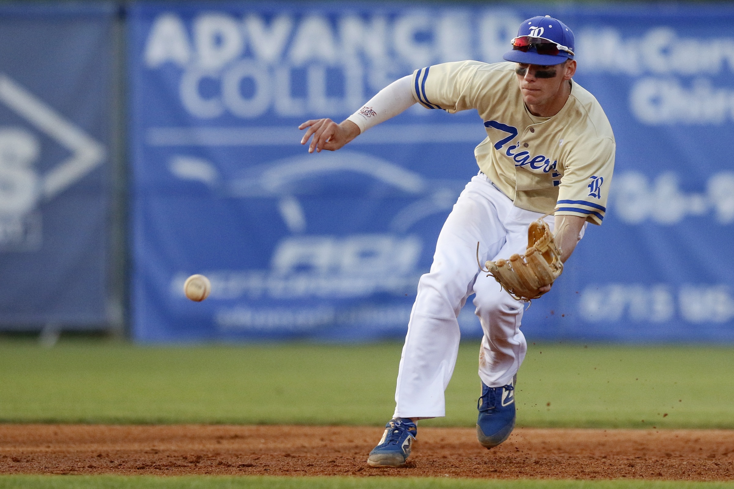 Ringgold's Brayden Broome fields the ball during the second game of a double header in the first round of the GHSA playoffs against Cherokee Bluff at Bill Womack Field at Ringgold High School on Wednesday, April 24, 2019 in Ringgold, Ga.