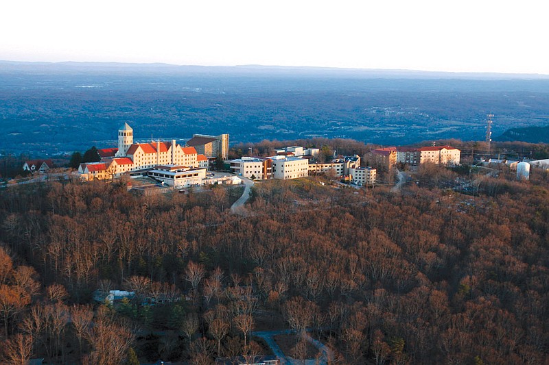Covenant College is seen along the eastern facing bluff of Lookout Mountain.