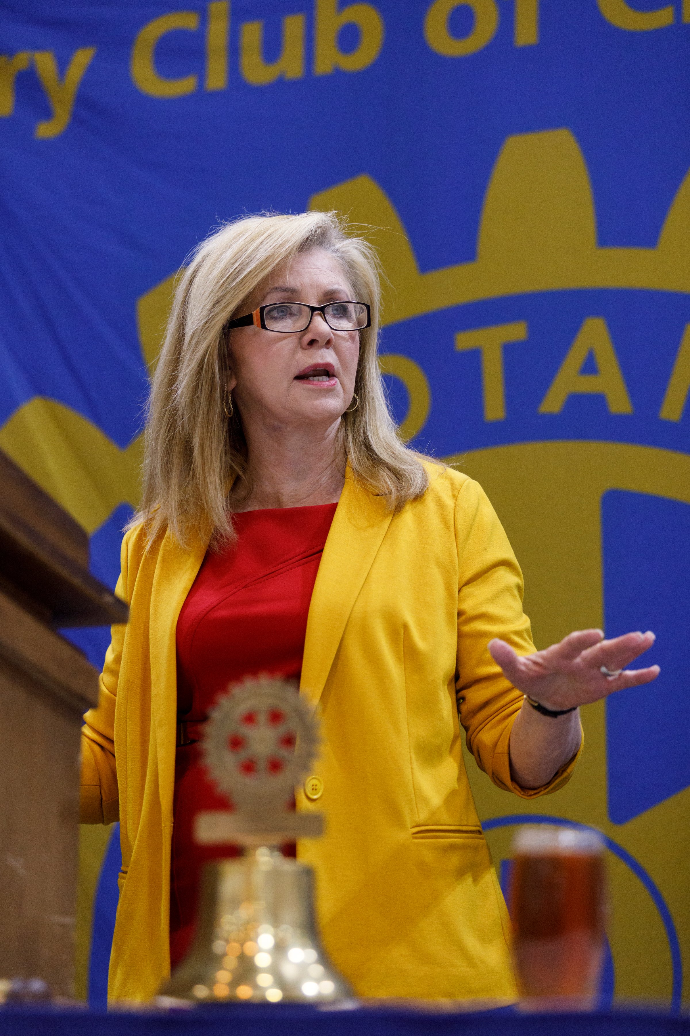U.S. Sen. Marsha Blackburn speaks during a Chattanooga Rotary Club luncheon at the Chattanooga Convention Center on Thursday, April 25, 2019, in Chattanooga, Tenn. Sen. Blackburn said during the speech that Tennesseeans are ready to move on from the Mueller investigation.