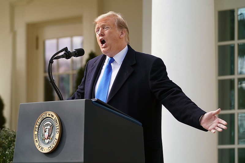 President Donald Trump speaks in the Rose Garden of the White House. (Doug Mills/The New York Times)