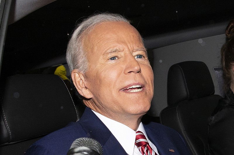 Former Vice President and Democratic presidential candidate Joe Biden is shown after appearing on ABC's "The View", Friday, April 26, 2019 in New York.  Biden says he has no plans to limit himself to one term if he's elected president in 2020. (AP Photo/Eduardo Munoz Alvarez)