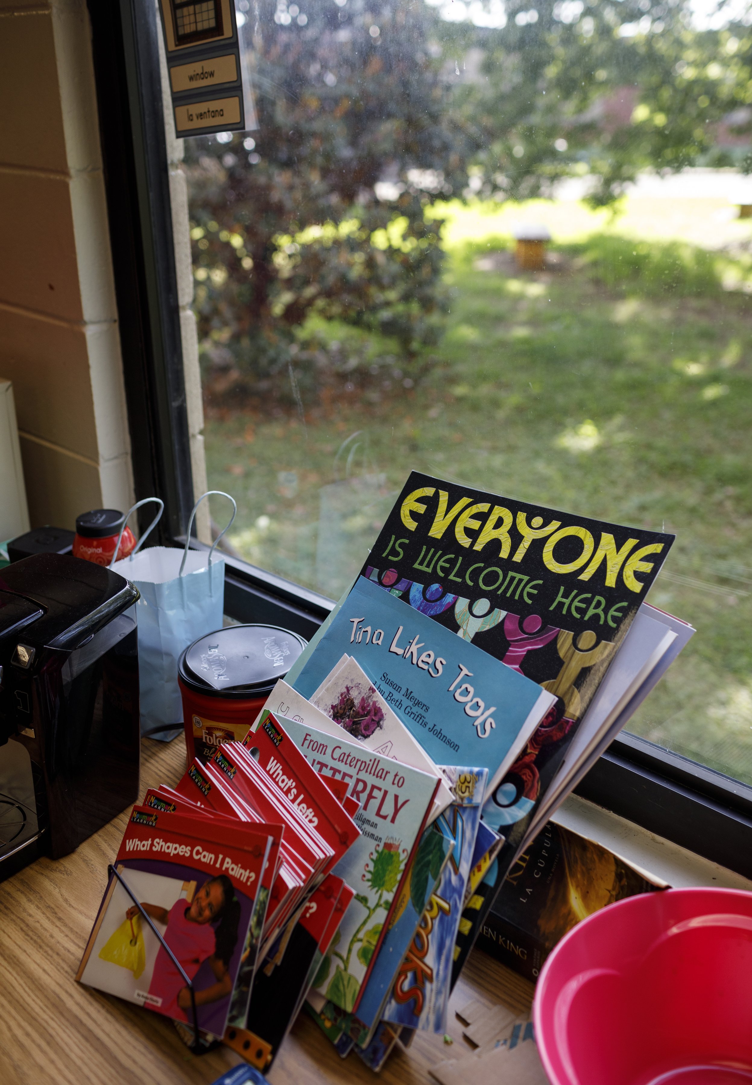 Books are seen in a NewComer Academy classroom at Howard School on Tuesday, April 23, 2019, in Chattanooga, Tenn. Howard has launched NewComer Academy to help acclimate new Hispanic students, who comprised nearly 60% of the school's 2019 freshmen class.